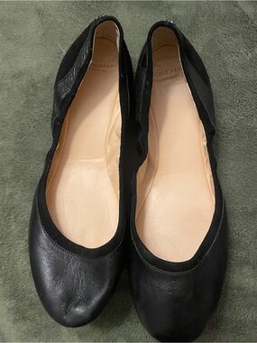 Cole Haan Black Leather Ballet Flats with Nude Insole